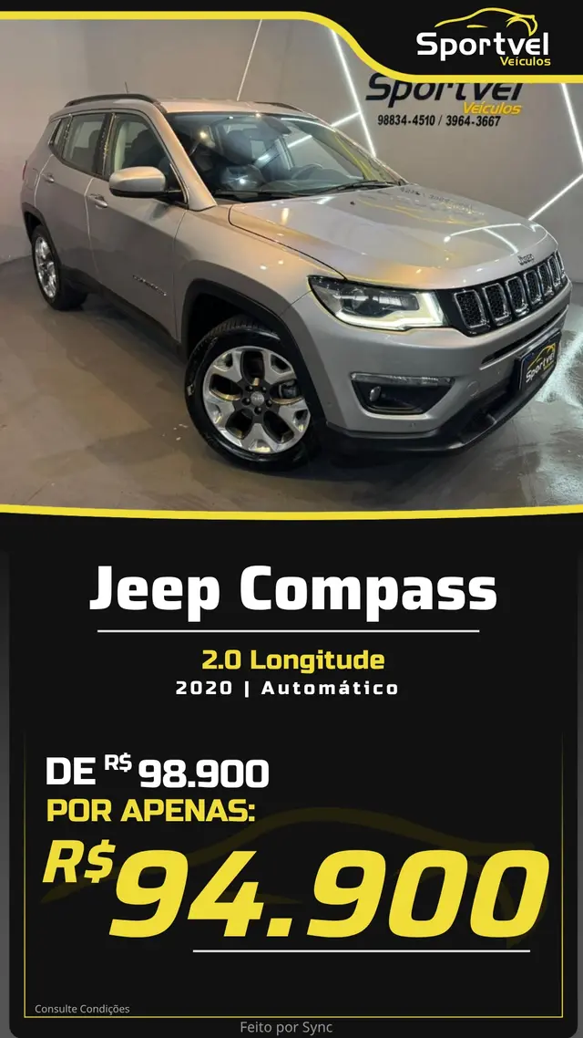 Exemplo de arte automática em Reel para loja de veículos (modelo 11)